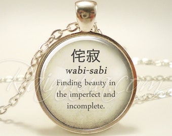 Japanese Proverbs Necklace, Beautiful Saying Quote Jewelry, Wabi-Sabi Pendant (1977S1IN)