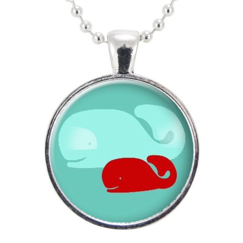 Mothers Day Gift Idea, Gifts For Mom, Mom And Baby Whale Necklace 066625MMBC image 1