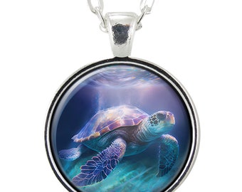 Sea Turtle Pendant Necklace, Marine Life Jewelry, Handmade Ocean Gifts, Turtle Animal Charm