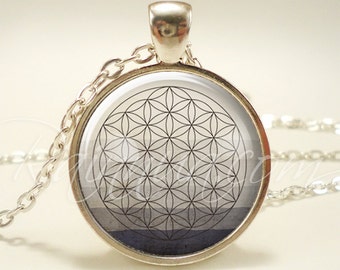 Sacred Geometry Flower Of Life Pendant Necklace Metaphysical Spiritual New Age Yoga Jewelry (1763S1IN)