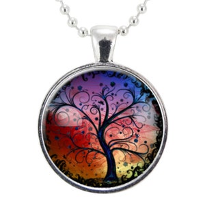 Tree Of Life Necklace, Woodland Witch Jewelry, Colorful Forest Pendant, Gift Ideas For Women, Fall Jewelry 0630S25MMBC image 1