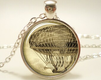 Steampunk Necklace, Vintage Style Art Jewelry, Silver Plate (0385S1IN)