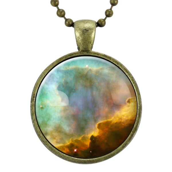 Omega Nebula Necklace, Galaxy Jewelry, Universe Pendant (1153B25MMBC)