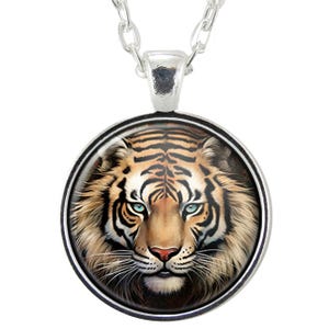 Tiger Pendant Necklace, Big Cat Jewelry, Year of the Tiger Chinese Zodiac Necklace, Wildlife Animal Art Pendant