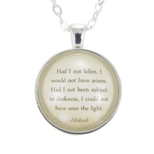 Inspirational Quote Necklace Pendant, Midrash Hebrew Motivational Jewelry (1472S1IN)