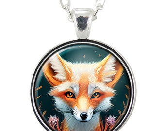 Cute Red Fox Necklace, Handmade Illustrated Fox Pendant, Handcrafted Jewelry Gifts For Women