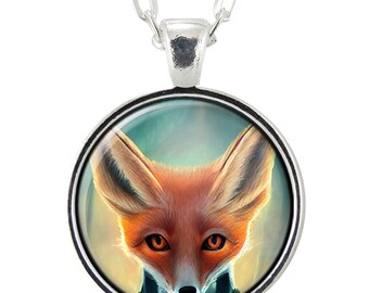 Cute Red Fox Necklace, Handmade Illustrated Fox Pendant, Handcrafted Jewelry Gifts For Women