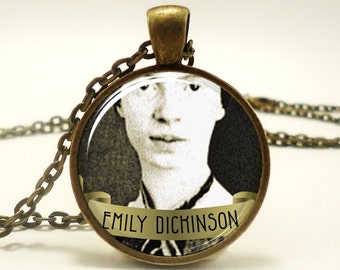 Emily Dickinson Necklace, Art Pendant, Bronze (0377B1IN)