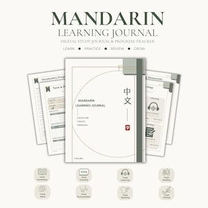 Mandarin Learning Journal | Chinese Study Planner | GoodNotes PDF | Vocabulary, Hanzi & 4 Skills Tracker