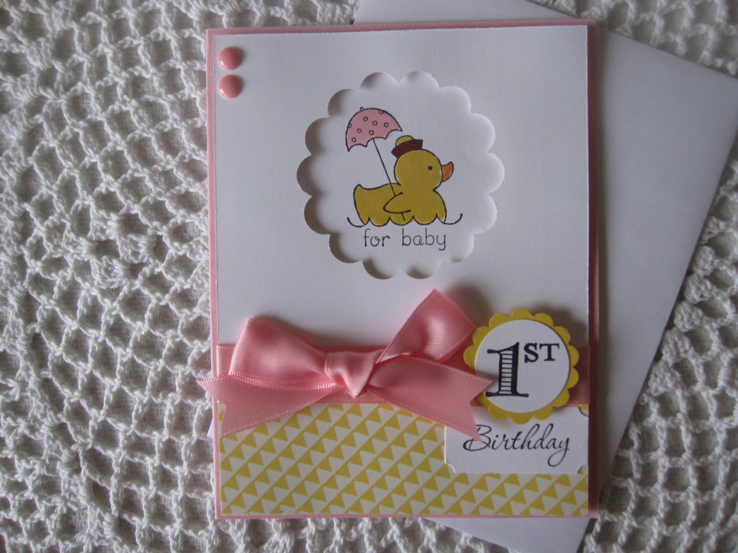 Handmade Greeting Card Baby Girl S 1st Birthday Etsy