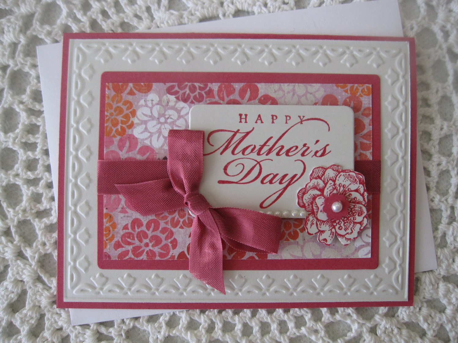 handmade greeting card happy mother's day pink etsy