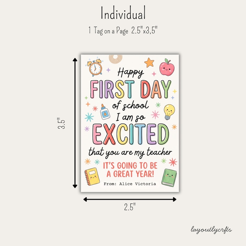 Printable I'm so Excited to Have You as My Teacher Tag First Day of ...