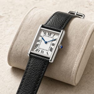 black leather strap dress watch Mens Vintage White Dial dress watch