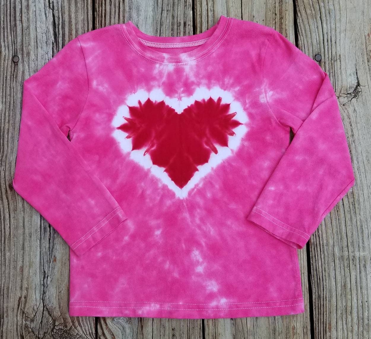 Heart Tie Dye, S M L XL XXL, Long Sleeve, Pink Tie Dye, Tie
