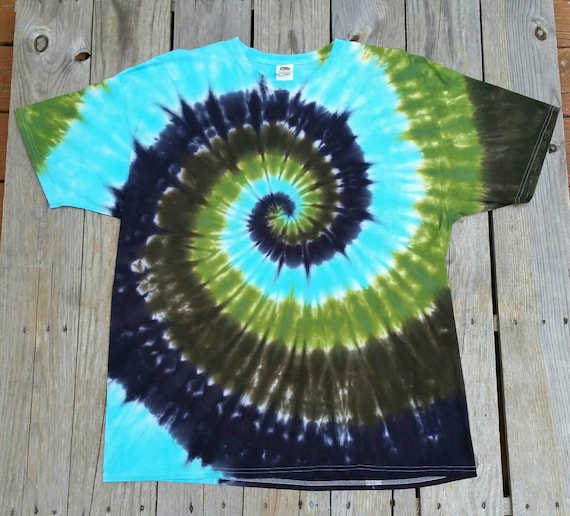 Tie Dye Shirt, Mens, S M L XL 2XL Tie Dye, Adult Tie Dye T-Shirt, Hippie Top, Tie Dye, Green Blue Black, Men's Tie Dye, Women's Tie Dye