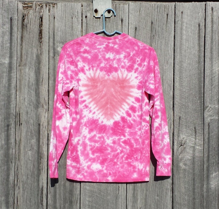 Women's Heart Tie Dye, S M L XL XXL, Long Sleeve, Pink Tie Dye