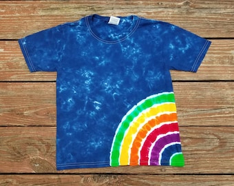 Kids Side Rainbow Tie Dye T-Shirt ,  Available Sizes XS S M L XL, Tie Dye Shirt, Hippie Kids