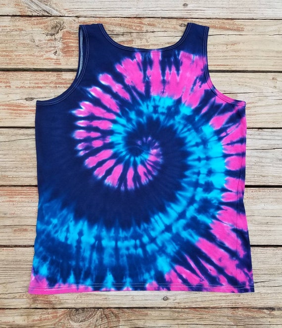 Womans Plus Size Tie Dye Tank Top, Pink and Blue, 2X 3X 4X