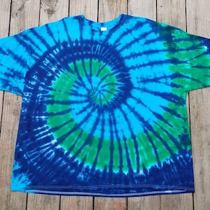 Blue and Green Tie Dye TShirt, Available Sizes S M L XL XXL 3XL, Festival Shirt, Men&#39;s Tie Dye, Women&#39;s Tie Dye, Hippie Top
