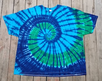 Blue and Green Tie Dye TShirt, Available Sizes S M L XL XXL 3XL, Festival Shirt, Men's Tie Dye, Women's Tie Dye, Hippie Top