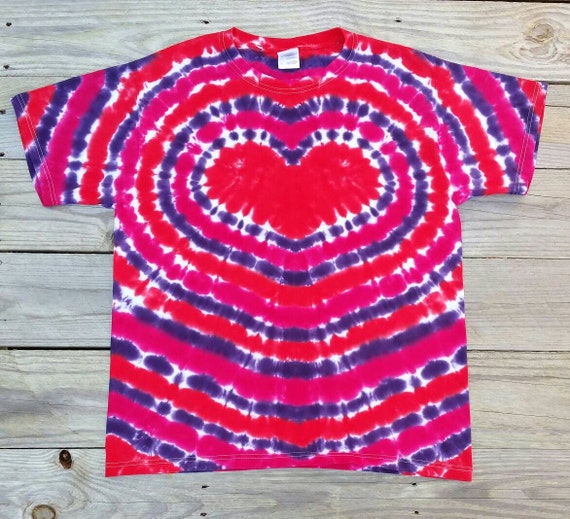 Ladies Heart Tie Dye Tshirt, Women's Tie Dye, S M L XL XXL, Pink