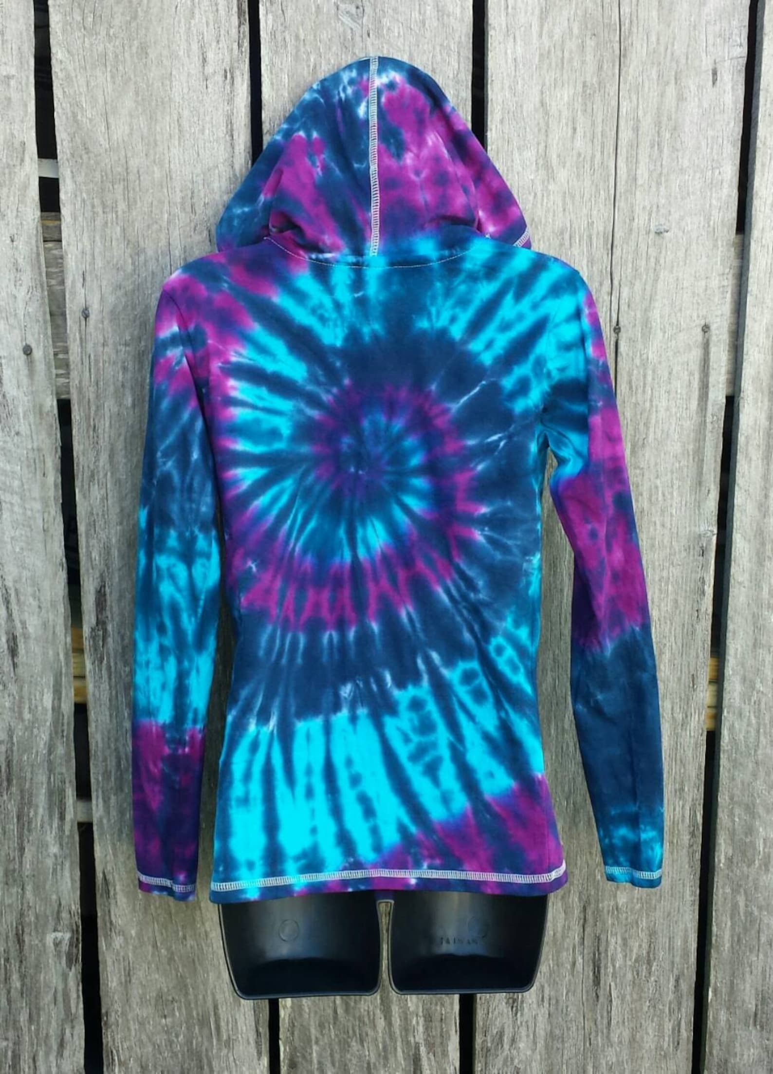 Adult Tie Dye Long Sleeve Tshirt Hoodie Purple Blue Spiral Etsy