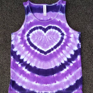 Purple Heart Tie Dye Tank Top, S M L XL XXL 3XL 3XL Purple Heart Top, Womens Sleeveless Shirt, Purple Tie Dye