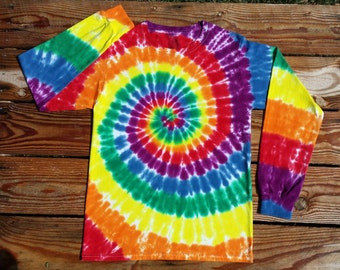 Adult Rainbow Tie Dye, S M L XL 2Xl 3XL 4Xl 5XL 6XL Long Sleeve Rainbow T-shirt  Men's, Women's