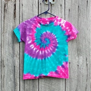 Girls Tie Dye T-Shirt, Youth Sizes XS S M L XL Pink, Purple and Jade, Hippie Kids, Girls Tshirt,  Girls Tie Dye
