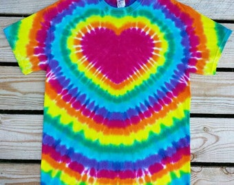 Rainbow Tie Dye Kids Shirt, Girls Valentine's Day Shirt, XS S M L XL, Girls Tie Dye Tshirt, Heart Tie Dye, Valentine's Day Shirt