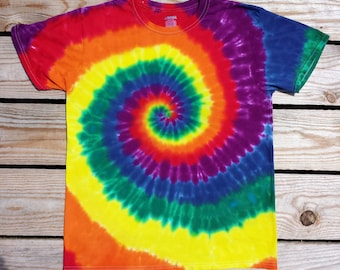 Plus Size Rainbow Spiral Tie Dye T-Shirt,  Plus Sizes 2XL 3XL 4XL 5XL 6XL, Hippie Top, Deadhead, Festival Shirt