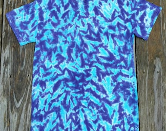 Blue and Purple Tie Dye Shirt,  Adult Small, Hippie Top, Mens Tie Dye , Womens Tie Dye, Deadhead, Festival, Ready to Ship, Tie Dye T-Shirt