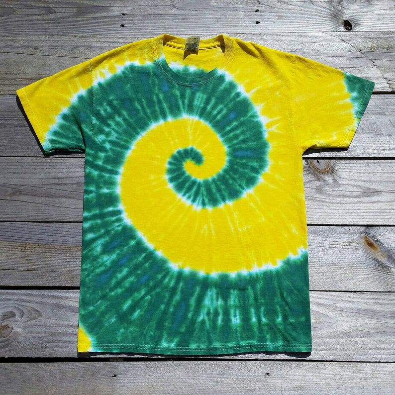 Green and Gold Tie Dye Tshirt Adult S M L XL XXL Mens Tie Etsy