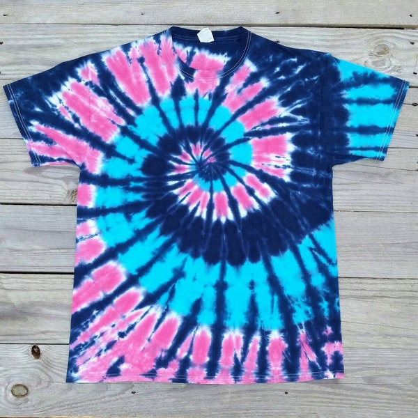 Women's Plus Size Tie Dye T-Shirt, XXL 3XL 4XL 5XL 6XL, Pink Turquoise and Navy Tie Dye Shirt, Ladies Tie Dye Tee, Short Sleeve Shirt