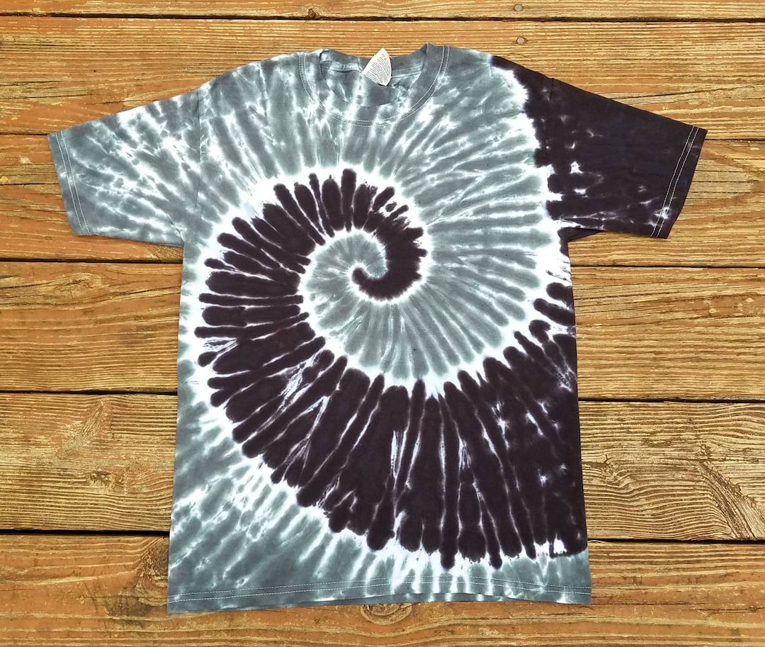 black and grey tie dye shirt