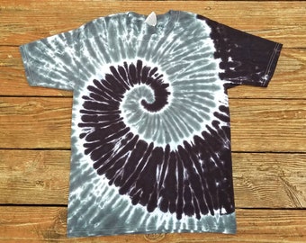 Black and Gray Tie Dye Tshirt, Adult S M L XL 2XL, Womens Tie Dye Shirt, Mens Tie Dye Shirt, Tie Dye Tee, Hippie Shirt