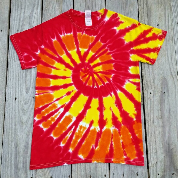 Adult Red Orange Yellow Tie Dye Tshirt, S M L XL XXL, Mens Tie Dye, Womens Tie Dye, Hippie Shirt, Tie Dye Shirt