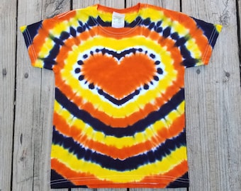 Halloween Tie Dye T-Shirt, Adult  S M L XL XXL 3XL, Black Orange and Yellow Heart Shirt, Hippie Top