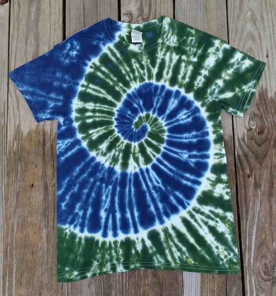 Camisas Tie Dye Para Hombre Camisa Tie Dye Verde Y Azul Para - Main Image