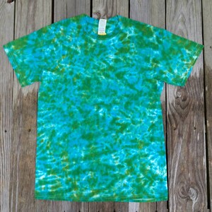 Adult Medium Blue and Green Tie Dye Shirt,  Hippie Top, Mens Tie Dye , Womens Tie Dye, Deadhead, Festival, Ready to Ship, Tie Dye T-Shirt