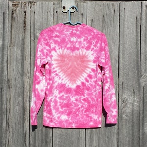 Girls Heart Long Sleeve Tie Dye Tshirt , S M L XL, Pink Heart Tie Dye, Valentines Day Shirt,  Holiday