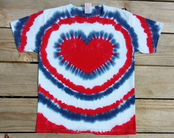 Women's Patriotic Heart Tie Dye T-shirt 