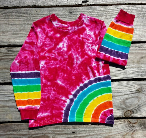 Camisa con efecto tie dye de manga larga para ninas pequenas 2T 3T 4T 5T Hippie Kids arco iris rosa camiseta con efecto tie dye para ninos pequenos efecto tie dye para ninas Etsy