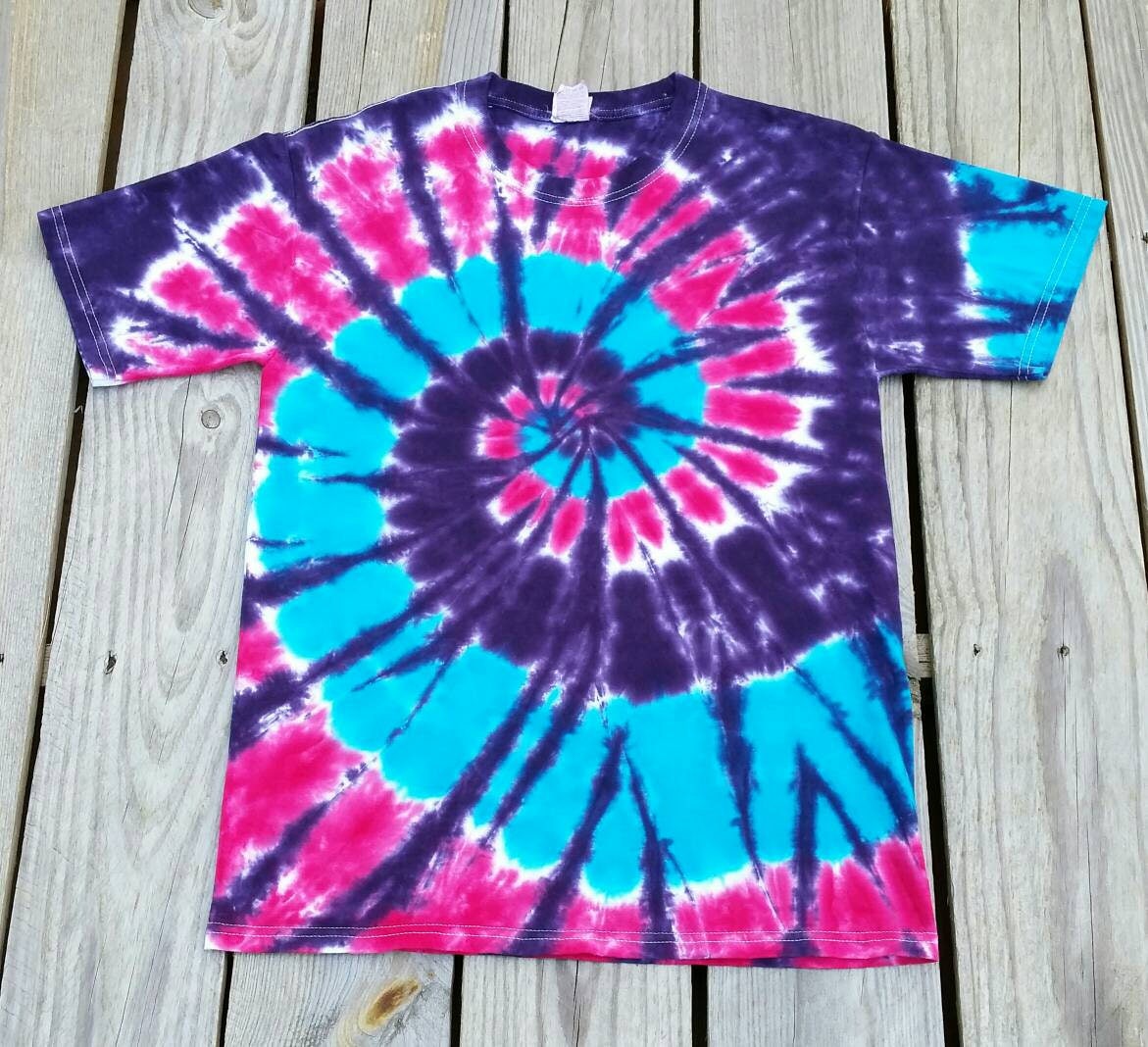 Neon Pink Blue Tie Dye Shirt