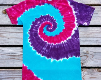 Girls Tie Dye Shirt, 2T 3T 4T, Bright Pink Dark Purple and Blue,  Toddler Girls Shirt, Hippie Kids, Toddler Tie Dye