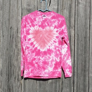 Women&#39;s Heart Tie Dye, S M L XL XXL, Long Sleeve, Pink Tie Dye, Tie Dye Shirt