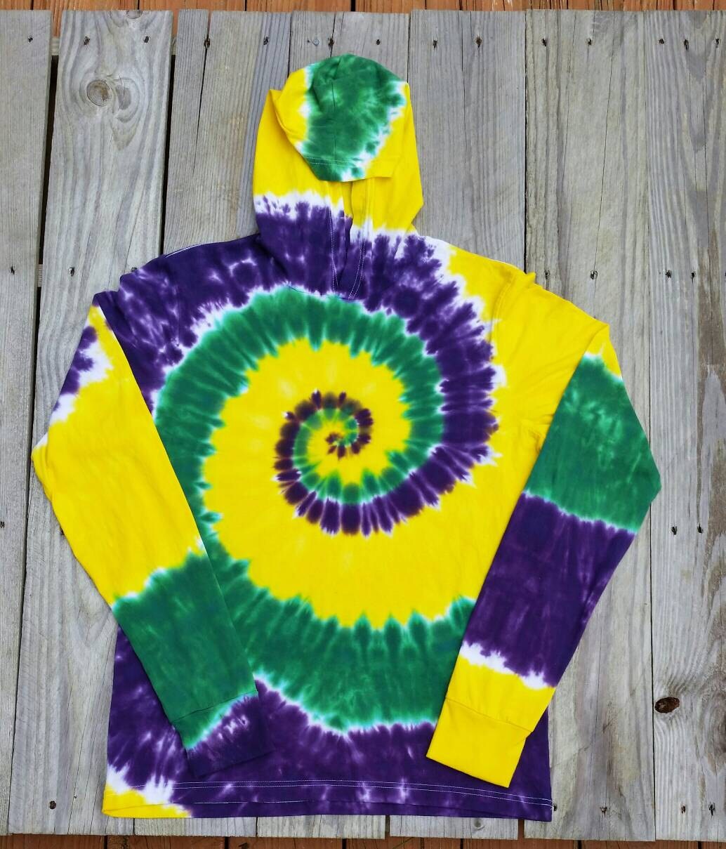 purple and yellow tie dye sweatshirt