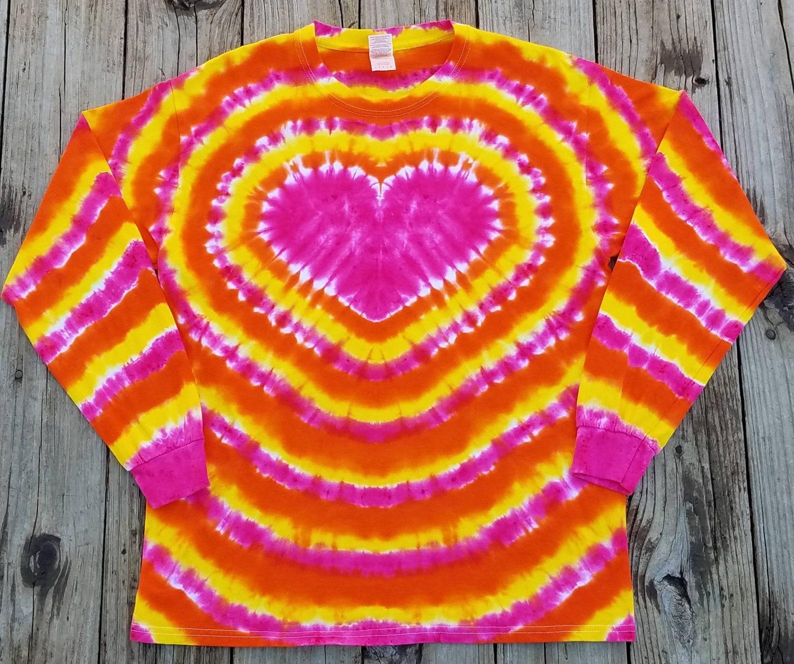 Heart Tie Dye Shirt Pink Orange Yelliw Girls Tie Dye Etsy