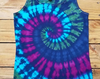 Tie Dye Tank, S M L XL 2XL, Women's Purple Blue and Green Tie Dye, Sleeveless Shirt, Boho Top