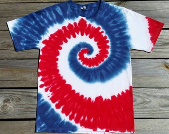 Adult Patriotic Tie Dye Tshirt, Red White and Blue Tie Dye Shirt, S M L XL XXL, 4th of July Shirt, Mens Tie Dye, Womens Tie Dye